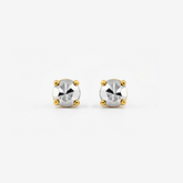 22K Gold Faceted Two-Tone Stud Earrings