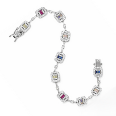 Silver Multicolor Crystal Bracelet