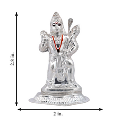 Silver Hanuman with Mace Idol