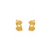 22K Gold Textured leaf Stud Earrings