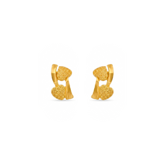 22K Gold Textured leaf Stud Earrings