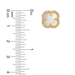 22K Gold Mother Of Pearl Clover Earrings