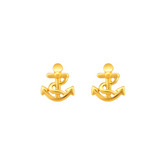 22K Gold Classic Anchor Stud Earrings