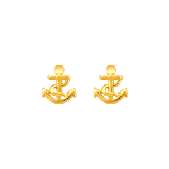 22K Gold Classic Anchor Stud Earrings