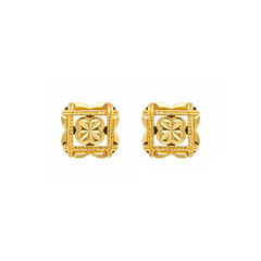 22K Gold Ornate Floral Stud Earrings