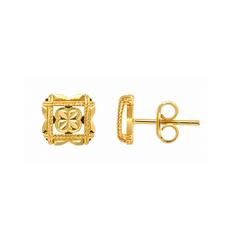 22K Gold Ornate Floral Stud Earrings