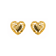 22K Gold Radiant Heart Stud Earrings