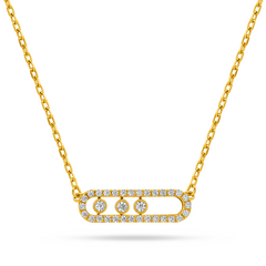 22k Gold Floating Bead Bar Necklace