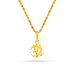 22K Gold "Om" Pendant with Intricate Detailing