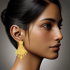22K Gold Long Drop Earrings