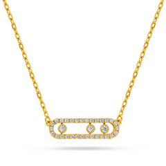 22k Gold Floating Bead Bar Necklace