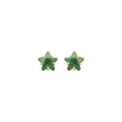 22K Gold Green Starburst Stud Earrings