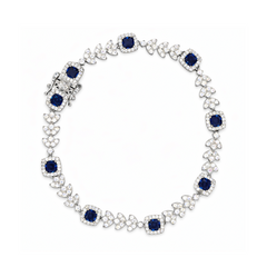 Silver Blue Floral Crystal Bracelet