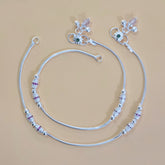 Silver Celeste Pink Stone Anklets