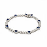 Silver Blue Floral Crystal Bracelet