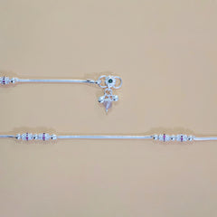 Silver Celeste Pink Stone Anklets