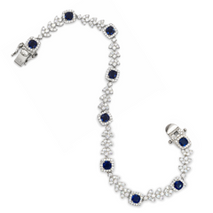 Silver Blue Floral Crystal Bracelet