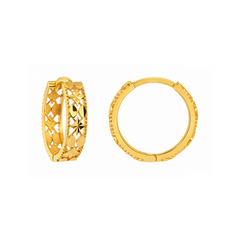 22K Gold Lattice Hoop Earrings