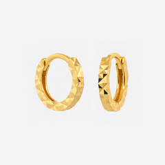 22K Gold Faceted Baby Hoop Earrings