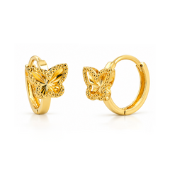 22K Gold Butterfly Hoop Earrings