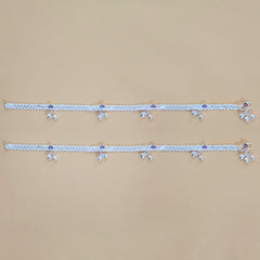 Silver Spaced Drop Anklets