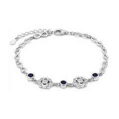 Silver Blue Infinite Floral Bracelet