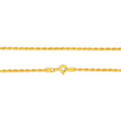 22K Gold Lite Rope Chain - 18"