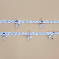 Silver Spaced Drop Anklets