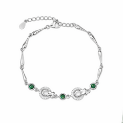 Silver Green Charm Bracelet
