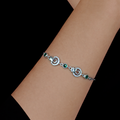 Silver Green Charm Bracelet