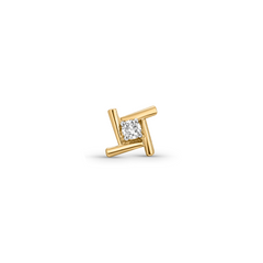 18K Gold Geometric Solitaire Diamond Nose Pin