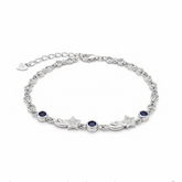 Silver Blue Star Charm Bracelet