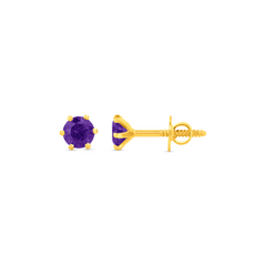 22K Gold Amethyst Stud Earrings