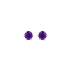 22K Gold Amethyst Stud Earrings