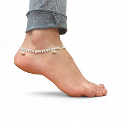 Silver Floral Anklets
