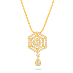 22K Gold Geometric Hexagon Necklace