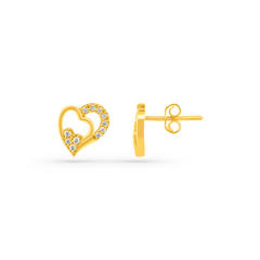 22K Gold Heart Drop Necklace & Earrings Set