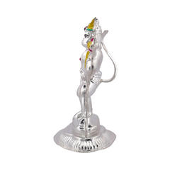 Silver Lord Hanuman Idol with Mace