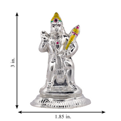 Silver Lord Hanuman Idol with Mace