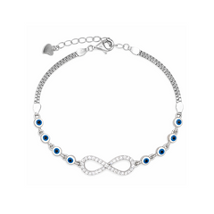 Silver Evil Eye Infinity Bracelet