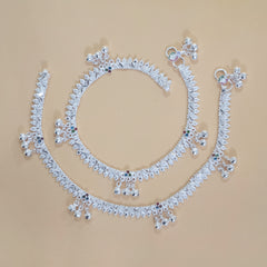 Silver Triple Ghungroo Anklets