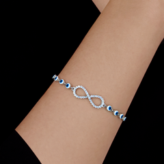Silver Evil Eye Infinity Bracelet