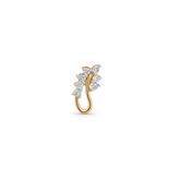 18K Gold Curved Floral Diamond Nose Pin