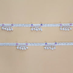 Silver Quintuple Ghungroo Anklets