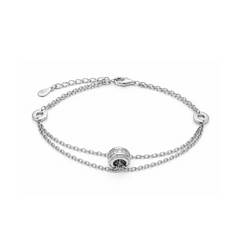Silver Double Chain Crystal Bracelet