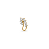 18K Gold Curved Floral Diamond Nose Pin