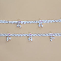 Silver Pastel Ghungroo Anklets