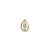 18K Gold Teardrop Halo Diamond Nose Pin