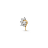 18K Gold Diamond Floral Curve Nose Pin