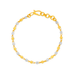 22K Gold Elegant Two-Tone Beaded Bracelet